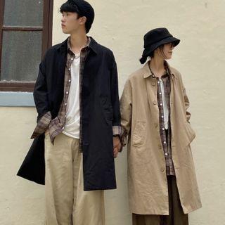 Couple Matching Single-breasted Long Trench Coat