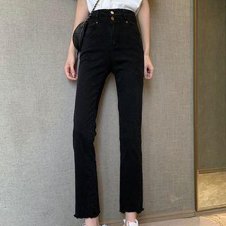 Denim High-waist Shift Flare Cropped Pants