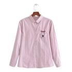 Cat Embroidered Shirt Pink - M