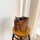 Faux-leather Woven Hand Bag One Size