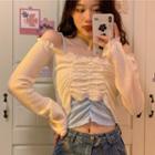 Long-sleeve Off-shoulder Cropped T-shirt / Camisole Top