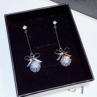 Rhinestone Alloy Bow Dangle Earring 1 Pair - Silver Steel - Silver - One Size