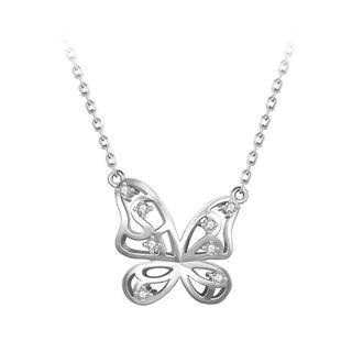 Elegant Fashion Butterfly Pendant With Cubic Zircon And Necklace Silver - One Size