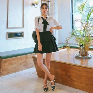 Flap-pocket Sheer Shirt With Tie
