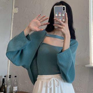 Set: Ribbed Camisole Top + Cardin Shrug