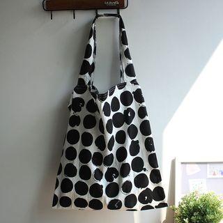 Dotted Lightweight Tote Bag Black Dotted - White - One Size
