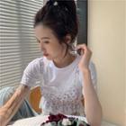 Short-sleeve T-shirt / Floral Print Lace Trim Camisole Top