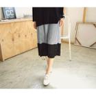 Two-tone Pleated Long Skirt