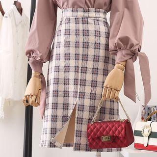 Faux Suede Zip Midi A-line Skirt