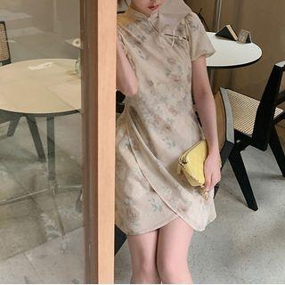 Short-sleeve Floral Frog Buttoned Dress (various Designs)