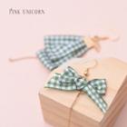 Non-matching Plaid Bow Earring