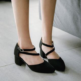 Ankle Strap Almond-toe Pumps