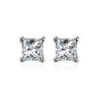925 Sterling Silver Simple Fashion Geometric Square Cubic Zircon Stud Earrings Silver - One Size