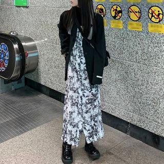 Plain Blazer / Pattern Printed Dress