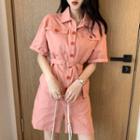 Short-sleeve Playsuit Pink - One Size