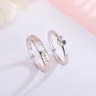 925 Sterling Silver Lettering Rhinestone & Heart Couple Matching Ring / Set