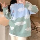 Cow Embroidered Cloud Sweater