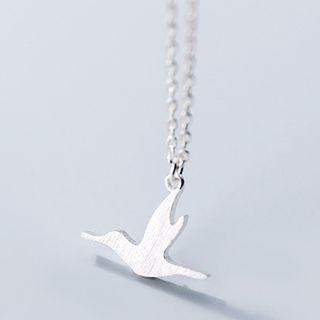 Brushed 925 Sterling Silver Bird Pendant Necklace S925 Sterling Silver Pendant Necklace - One Size