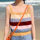 Color-block Stripe Knit Camisole As Shown As Figure - One Size