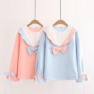 Ribbon Drawstring-cuff Pullover