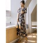 Tie-back Floral Maxi Chiffon Dress