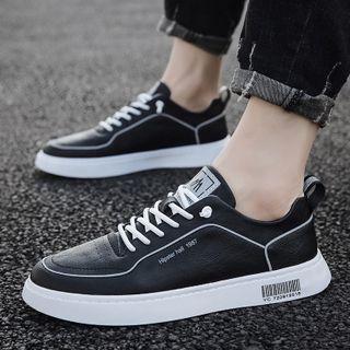 Faux Leather Bar Code Print Sneakers