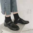 Block Heel Faux Leather Mary Jane Shoes