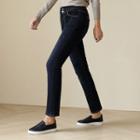 Hidden-band Stitched Straight-cut Jeans