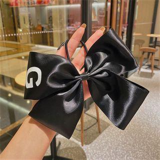 Bow Fabric Hair Tie Black - One Size