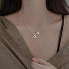 925 Sterling Silver Rhinestone Clover Pendant Necklace Necklace - Clover - One Size