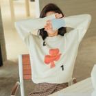 Color-block Crewneck Striped Long-sleeve Sweater White - One Size