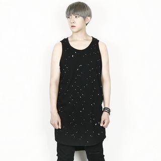 Patterned Sleeveles Long T-shirt