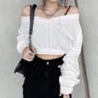 Mock Two-piece Off-shoulder Cropped Sweatshirt