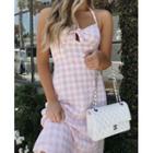 Gingham Halter-neck A-line Dress