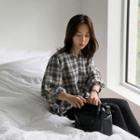 Half-placket Checked Blouse