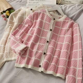 Checker Slim-fit Knit Cardigan