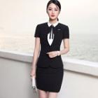 Short-sleeve Single-button Blazer/skirt/pants/camisole