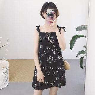 Floral Print Tie Strap Pinafore Dress