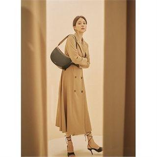 Peaked-lapel Double-breasted Coatdress