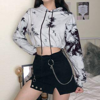 Cold-shoulder Tie-dyed Pullover