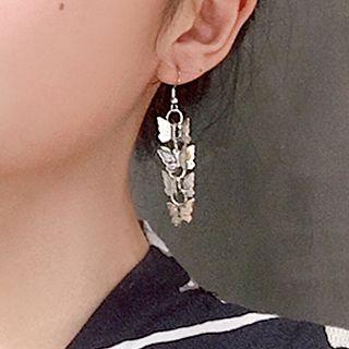 Alloy Butterfly Dangle Earring Silver - One Size