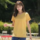U-neck Cuff-hem T-shirt