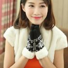 Paneled Patterned Knit Gloves