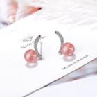 Bead Dangle Earring 1 Pair - Silver & Red - One Size