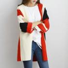 Roll-up Sleeve Color-block Cardigan