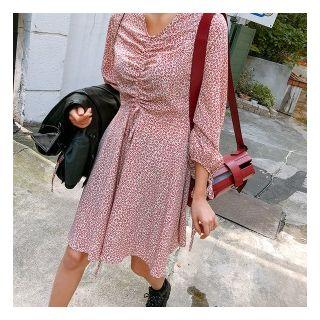 Strappy-detail Pattern Flare Dress