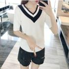 Short-sleeve V-neck Sweater