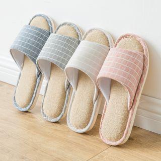 Plaid Linen Slippers