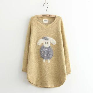 Applique Sheep Long-sleeve Sweater