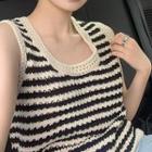 Striped Tank Top Beige - One Size
